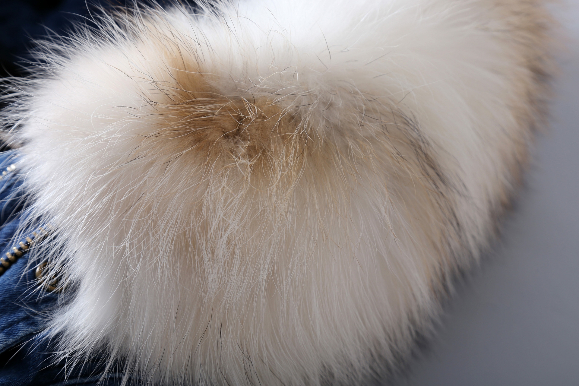 Raccoon Fur Trimmed Hooded Denim Parka with Detachable Mink Fur Liner 0066-10