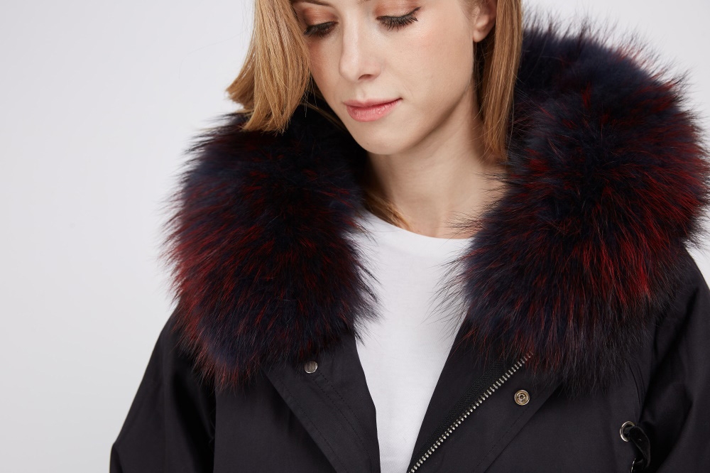 Raccoon Fur Trimmed Hooded Parka with Detachable Mink Fur Liner 243 Details 1