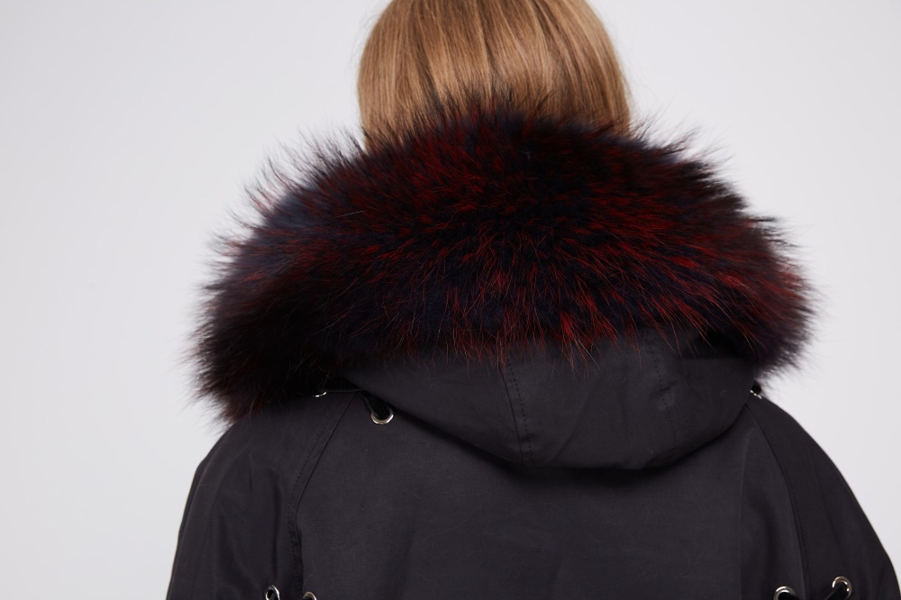 Raccoon Fur Trimmed Hooded Parka with Detachable Mink Fur Liner 243 Details 2