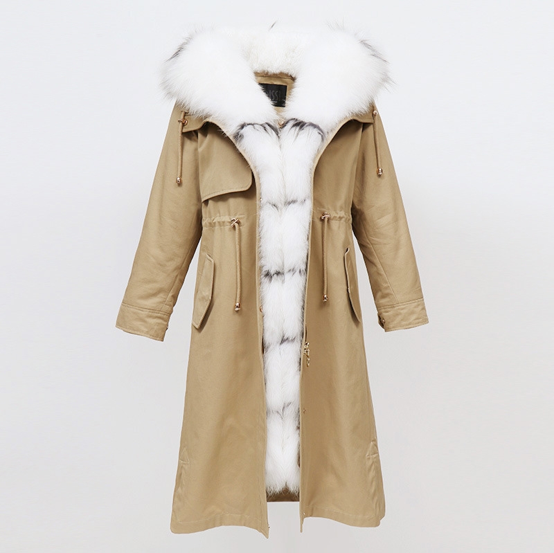 Raccoon Fur Trimmed Hooded Parka with Removable Rabbit Fur Liner 0014-1
