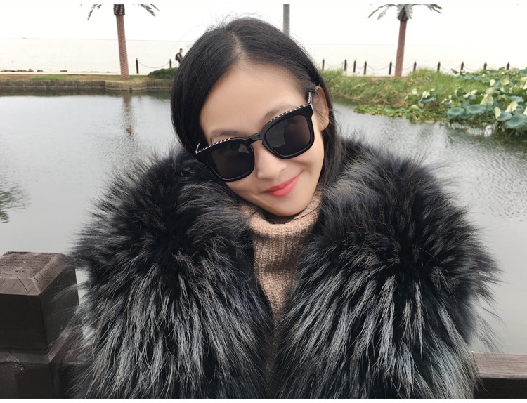 Hooded Raccoon Fur Trimmed Down-filled Wintercoat Long Parka 0025-8