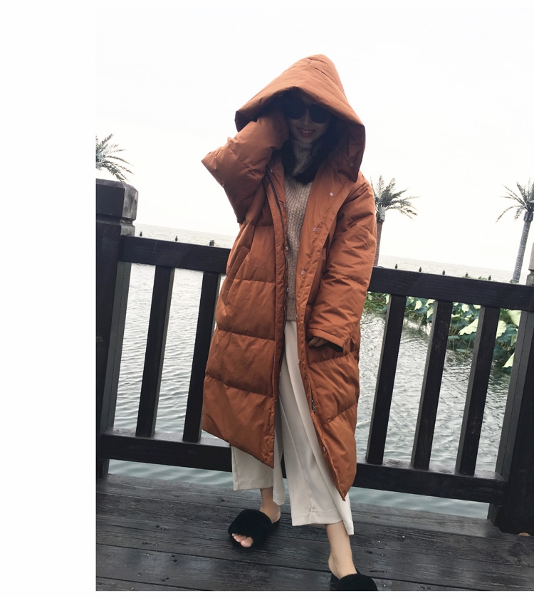 Hooded Raccoon Fur Trimmed Down-filled Wintercoat Long Parka 0025-16