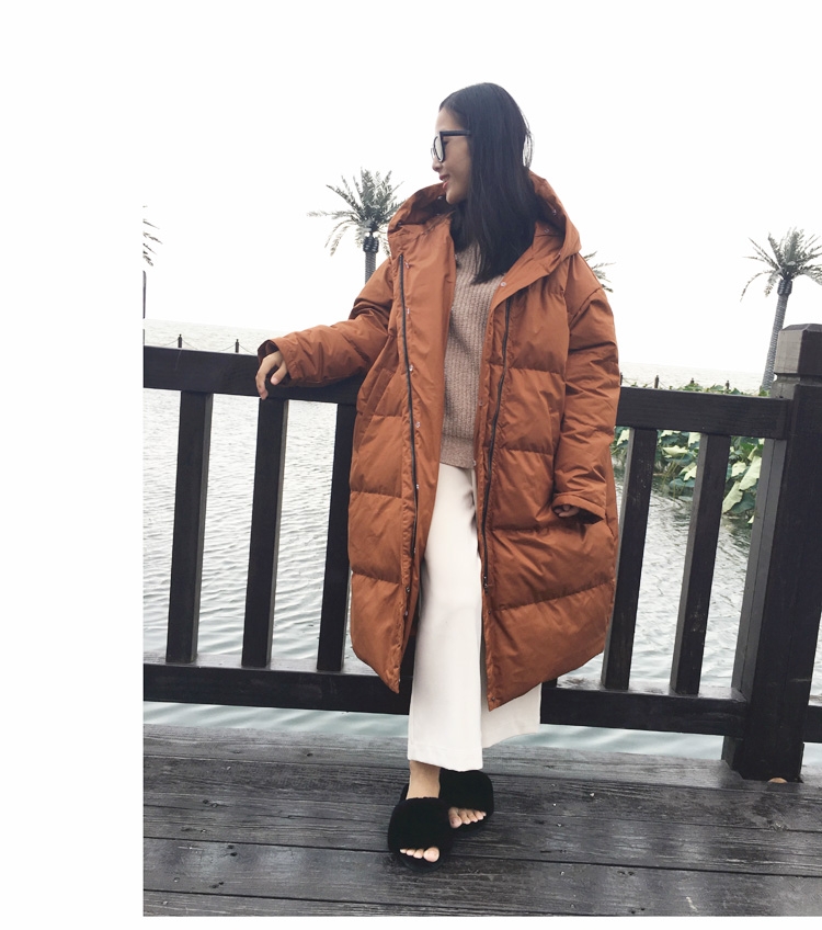 Hooded Raccoon Fur Trimmed Down-filled Wintercoat Long Parka 0025-17