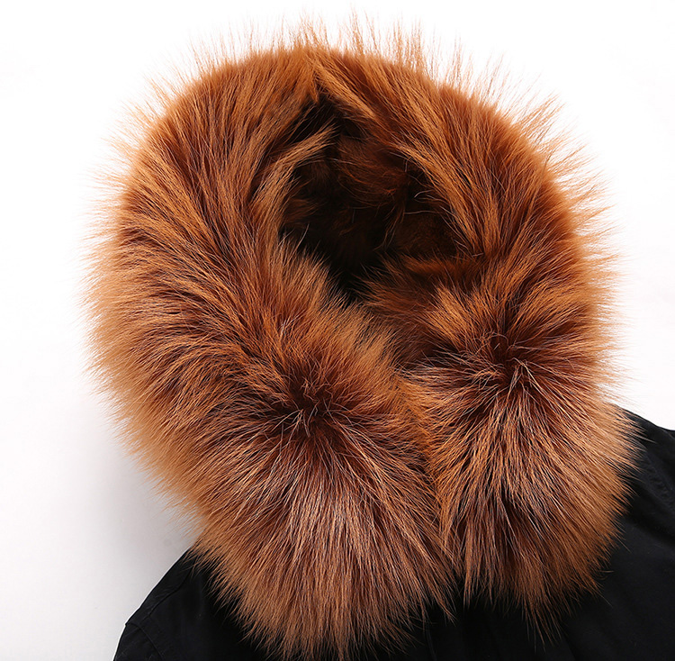 Raccoon Fur Trimmed Hooded Parka with Detachable Fox Fur Liner 113 Details 13