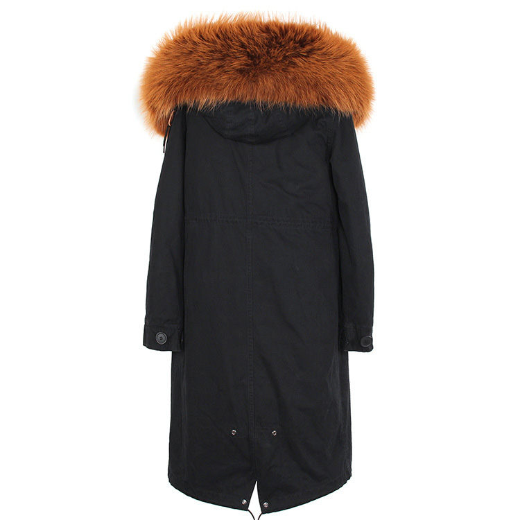 Raccoon Fur Trimmed Hooded Parka with Detachable Fox Fur Liner 113 Details 4
