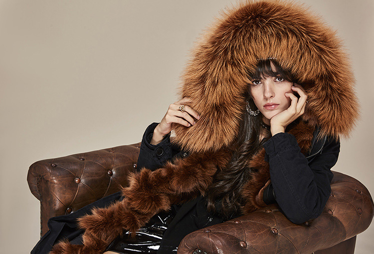 Raccoon Fur Trimmed Hooded Parka with Detachable Fox Fur Liner 113 Details 12