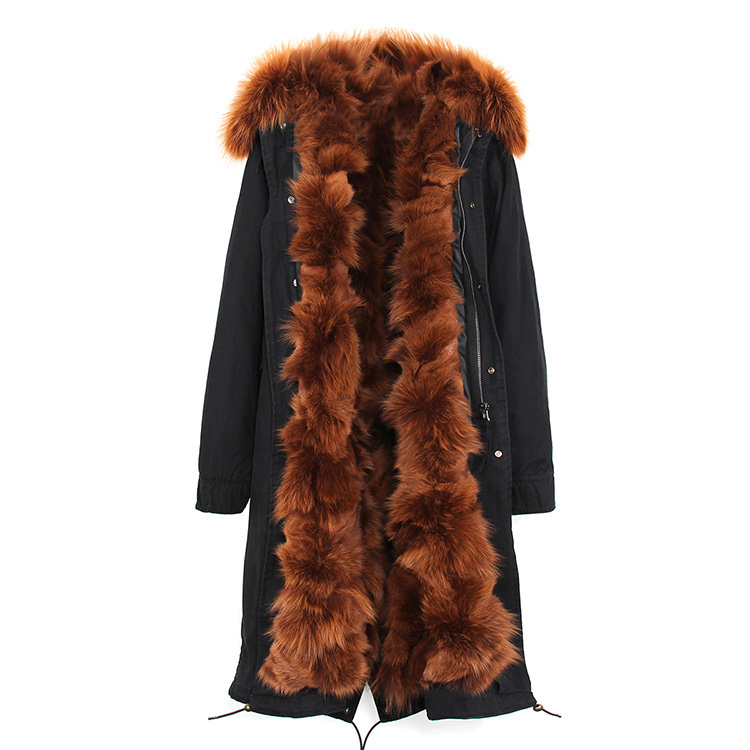 Raccoon Fur Trimmed Hooded Parka with Detachable Fox Fur Liner 113 Details 2