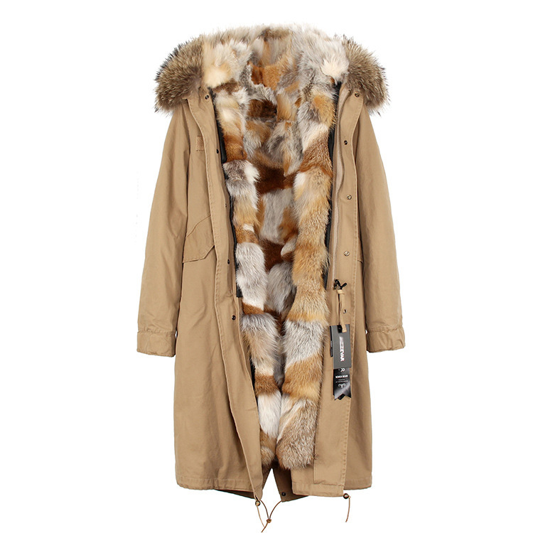Raccoon Fur Trimmed Hooded Parka with Detachable Fox Fur Liner 113 Details 1
