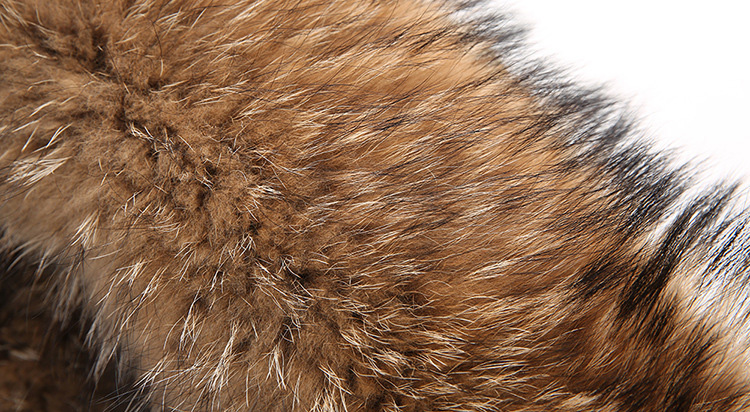 Raccoon Fur Trimmed Hooded Parka with Detachable Rex Rabbit Fur Liner 115 Details 8