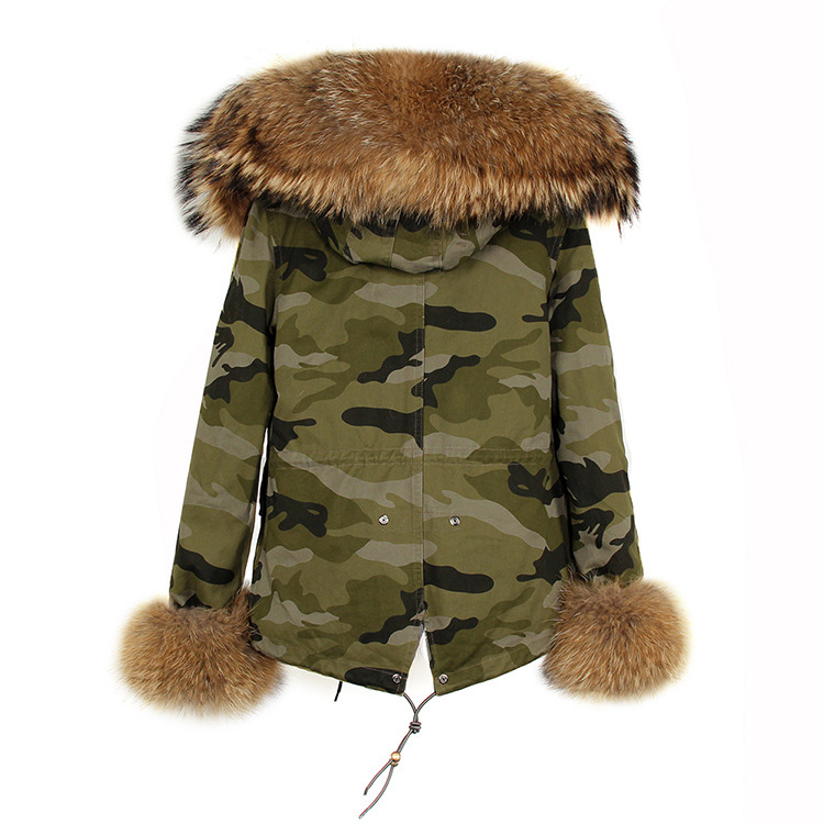 Raccoon Fur Trimmed Hooded Parka with Detachable Rex Rabbit Fur Liner 115 Details 5