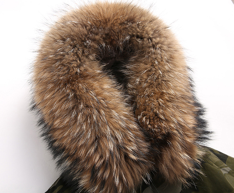 Raccoon Fur Trimmed Hooded Parka with Detachable Rex Rabbit Fur Liner 115 Details 6