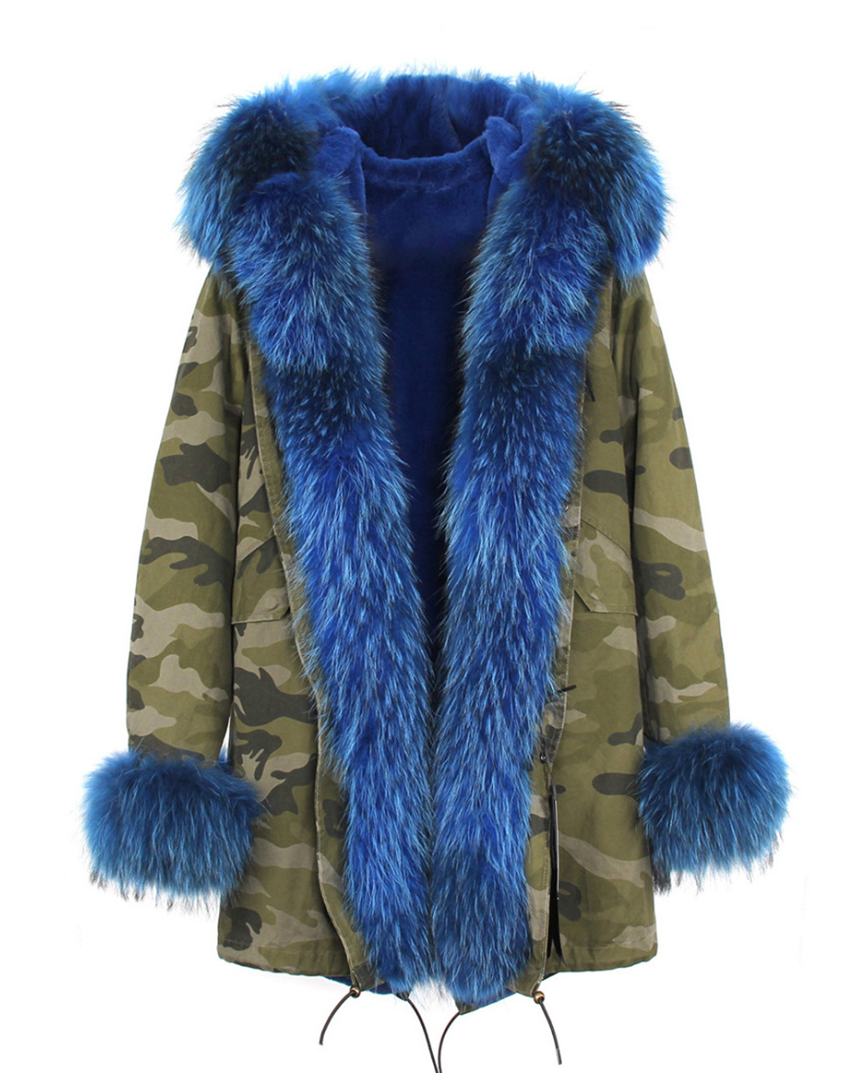 Raccoon Fur Trimmed Hooded Parka with Detachable Rabbit Fur Liner 122 Details 9