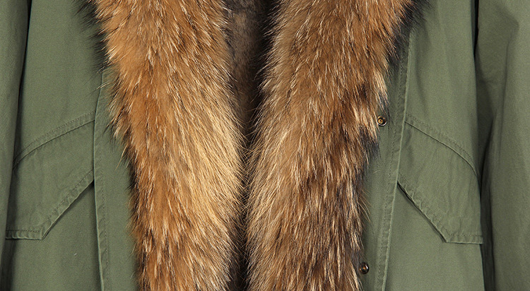 Raccoon Fur Trimmed Hooded Parka with Detachable Rabbit Fur Liner 122 Details 14