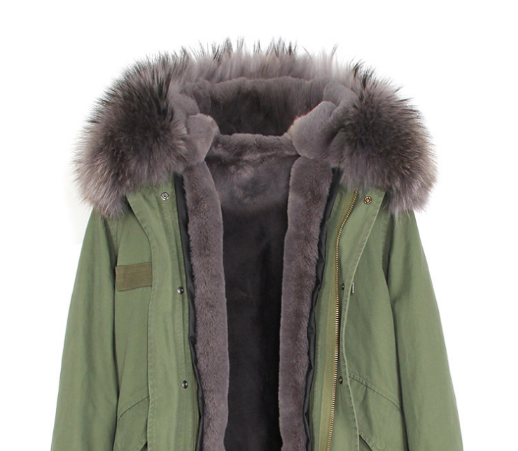 Raccoon Fur Trimmed Hooded Long Parka with Detachable Liner 123 Details 6