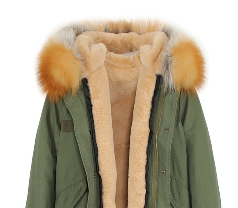 Raccoon Fur Trimmed Hooded Long Parka with Detachable Liner 123 Details 4