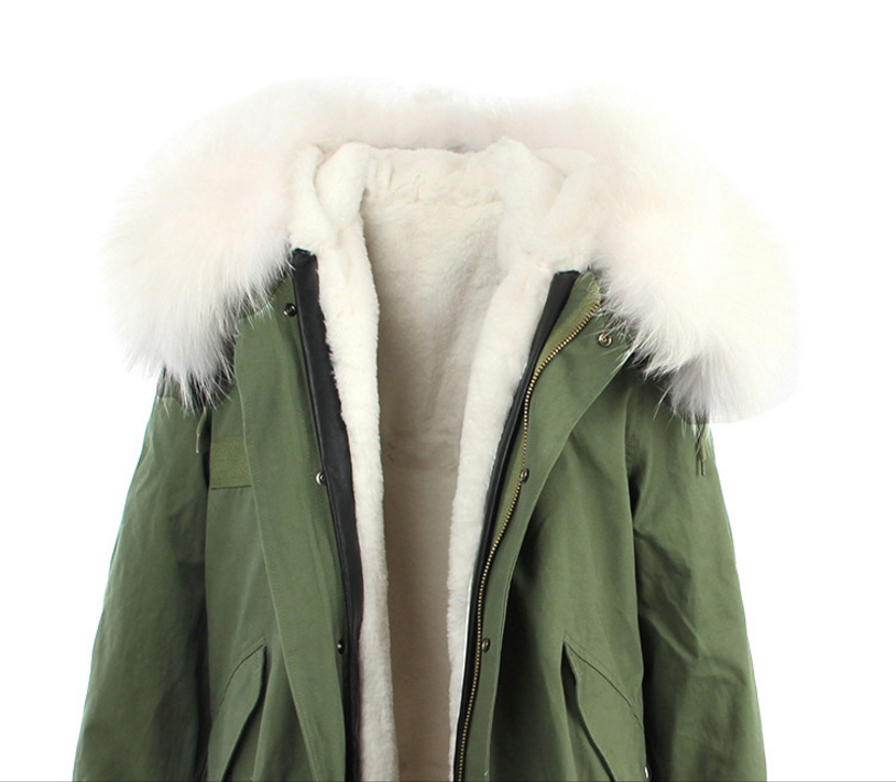 Raccoon Fur Trimmed Hooded Long Parka with Detachable Liner 123 Details 8