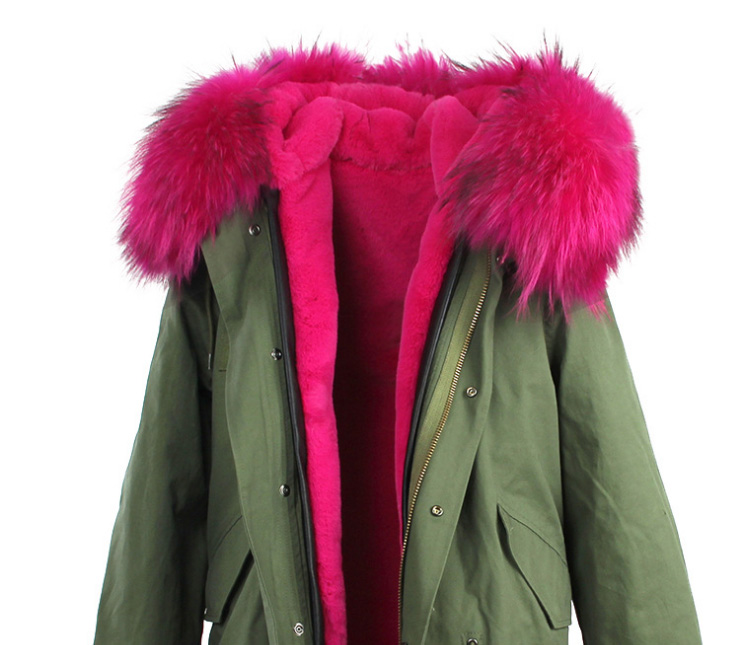 Raccoon Fur Trimmed Hooded Long Parka with Detachable Liner 123 Details 12