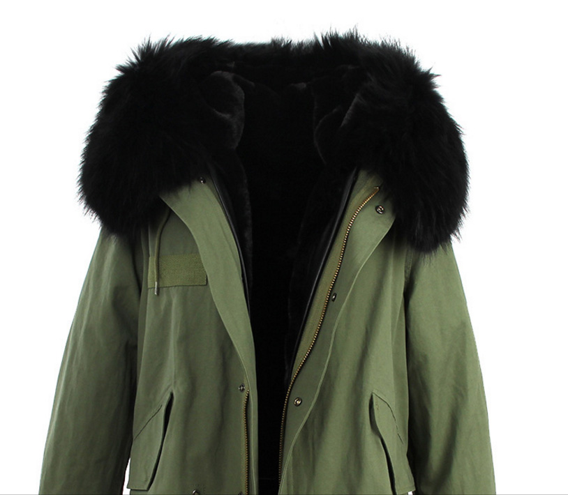 Raccoon Fur Trimmed Hooded Long Parka with Detachable Liner 123 Details 13