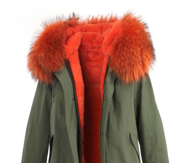 Raccoon Fur Trimmed Hooded Long Parka with Detachable Liner 123 Details 11