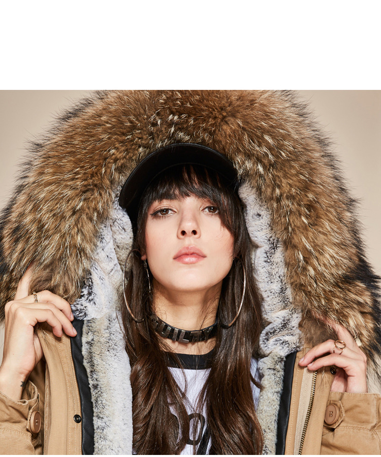 Raccoon Fur Trimmed Hooded Long Parka with Detachable Liner 123 Details 23