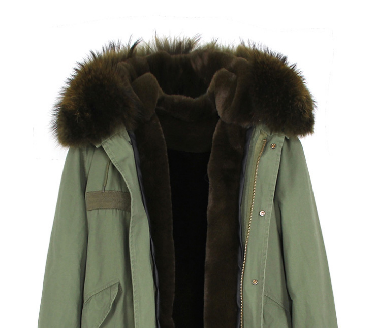Raccoon Fur Trimmed Hooded Long Parka with Detachable Liner 123 Details 9