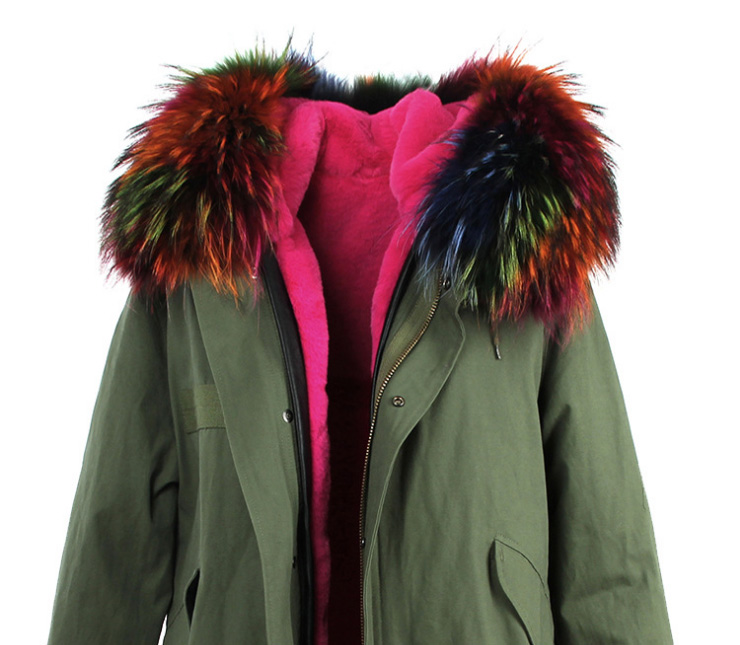 Raccoon Fur Trimmed Hooded Long Parka with Detachable Liner 123 Details 14