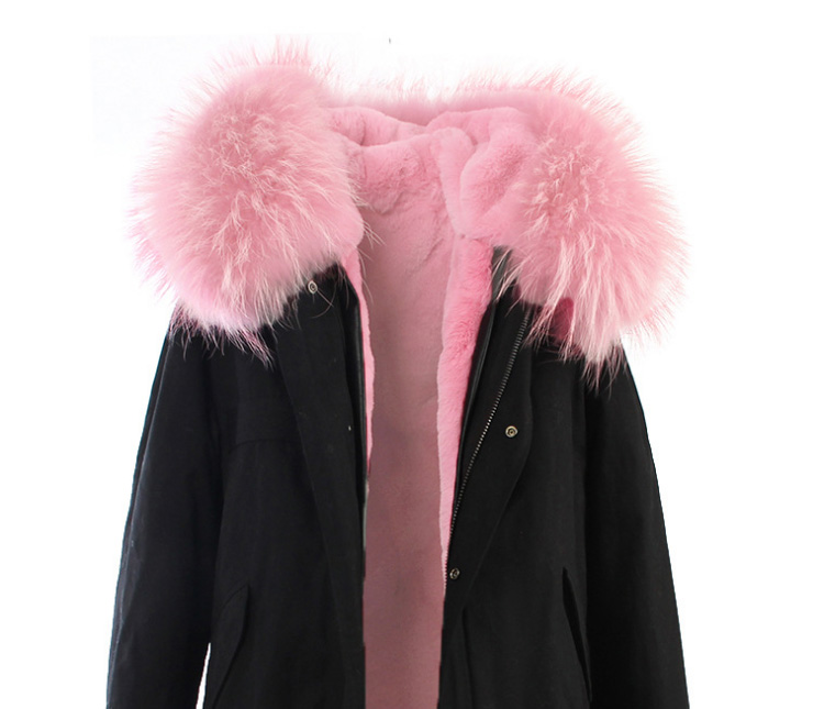 Raccoon Fur Trimmed Hooded Long Parka with Detachable Liner 123 Details 16
