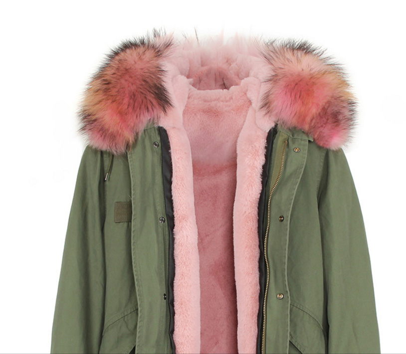 Raccoon Fur Trimmed Hooded Long Parka with Detachable Liner 123 Details 5