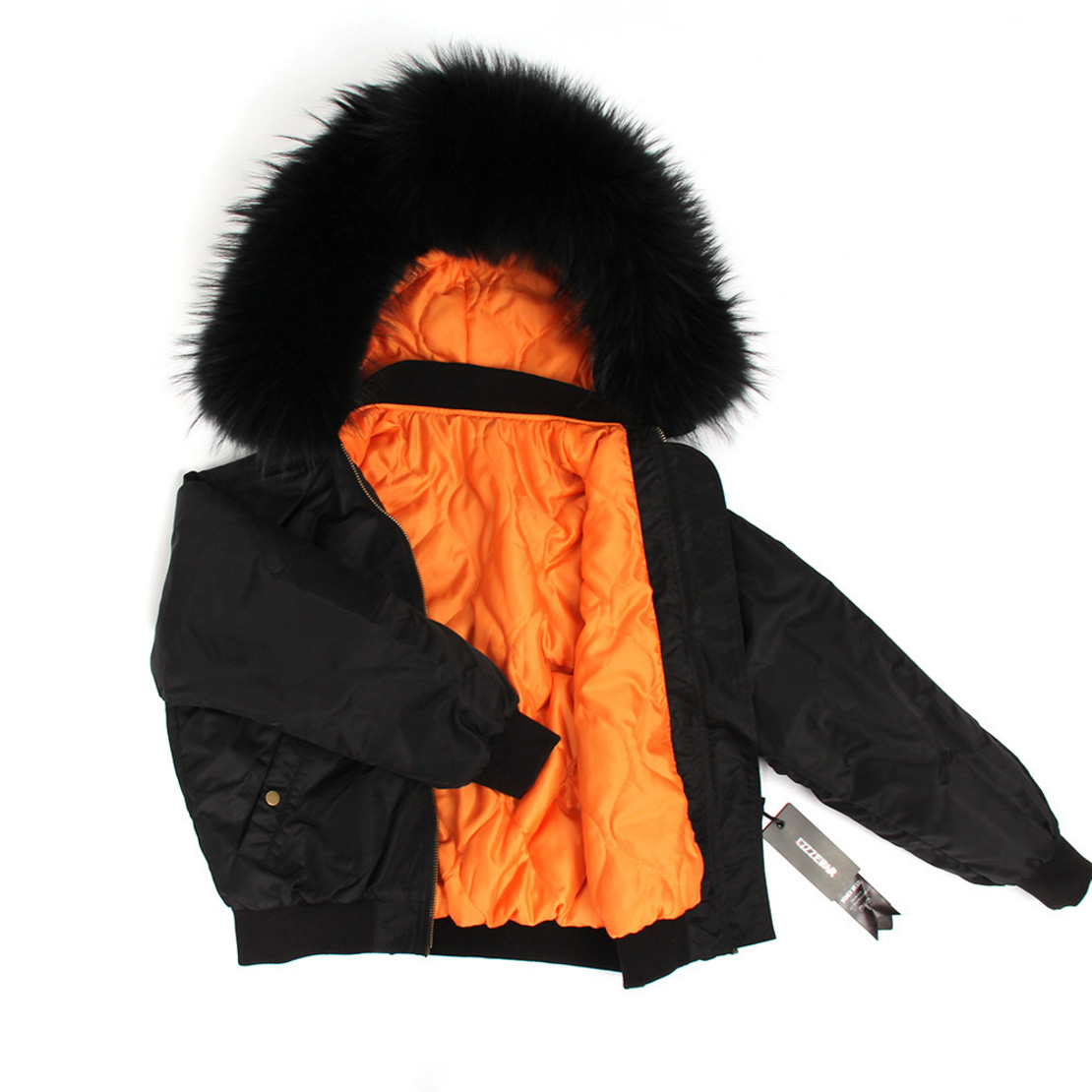 Raccoon Fur Trimmed Hooded Cotton-padded Jacket 129 Details 12