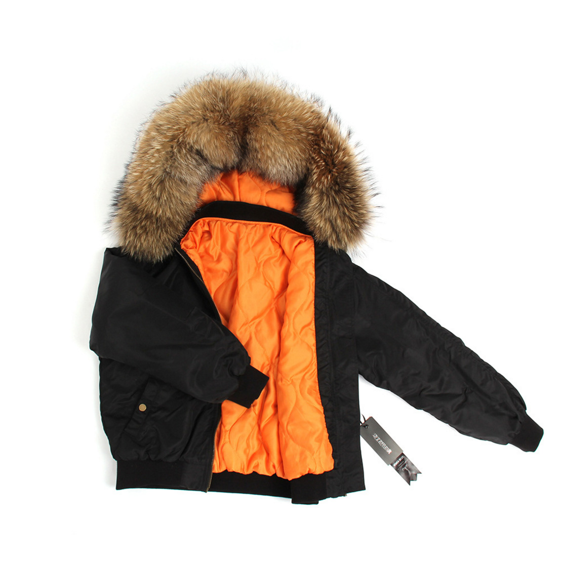 Raccoon Fur Trimmed Hooded Cotton-padded Jacket 129 Details 11