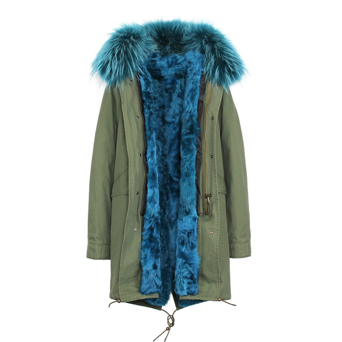 Raccoon Fur Trimmed Hooded Parka with Detachable Lamb Fur Liner 132-7