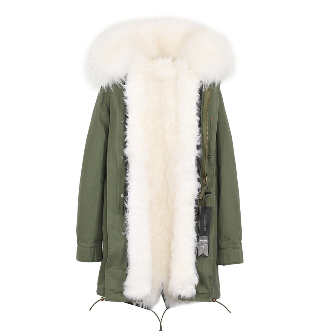 Raccoon Fur Trimmed Hooded Parka with Detachable Lamb Fur Liner 132-6