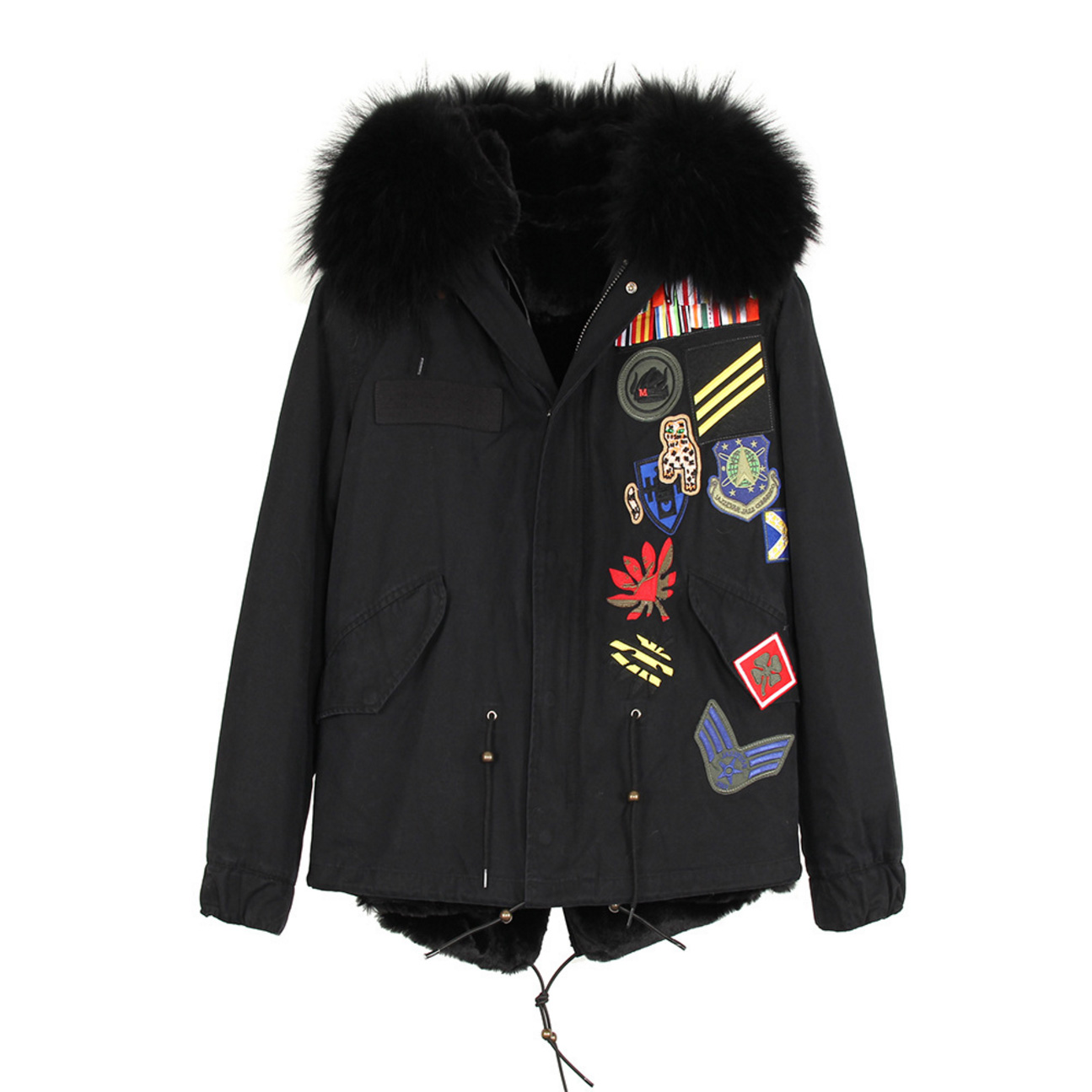 Raccoon Fur Trimmed Hooded Mini Parka with Detachable Liner 135 Details 5