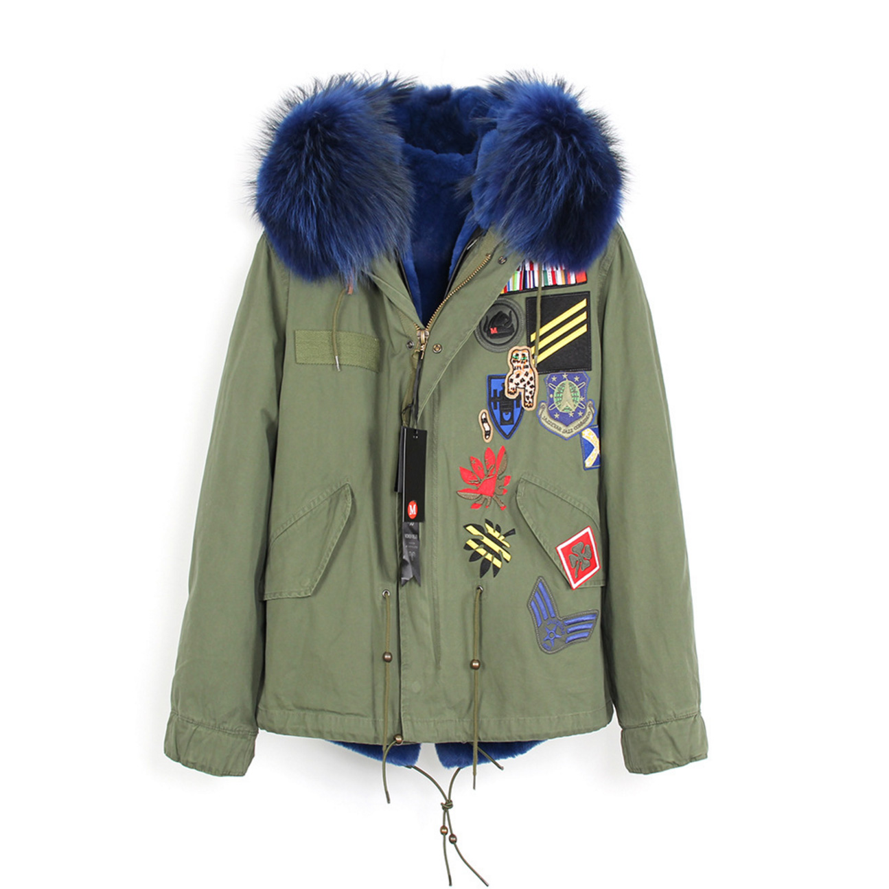Raccoon Fur Trimmed Hooded Mini Parka with Detachable Liner 135 Details 2