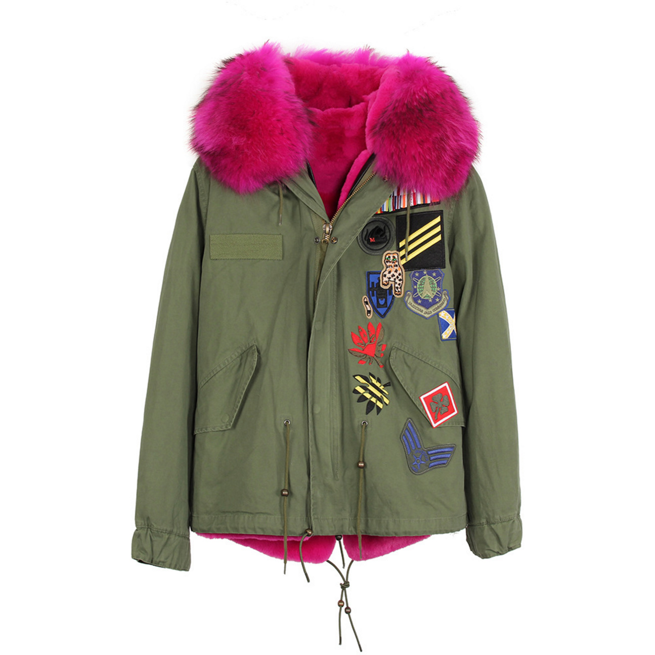 Raccoon Fur Trimmed Hooded Mini Parka with Detachable Liner 135 Details 1