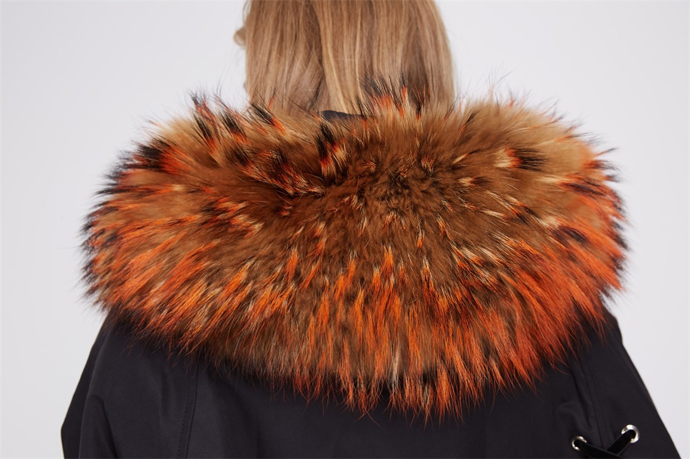 Raccoon Fur Trimmed Hooded Parka with Detachable Raccoon Fur Liner 244 Details 2