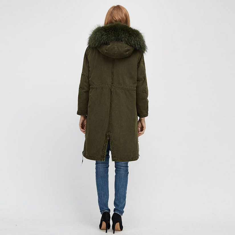 Raccoon Fur Trimmed Hooded Parka with Detachable Fox Fur Liner 938 Details 8