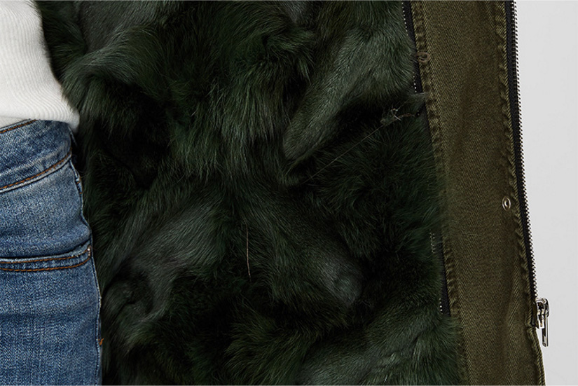Raccoon Fur Trimmed Hooded Parka with Detachable Fox Fur Liner 938 Details 13