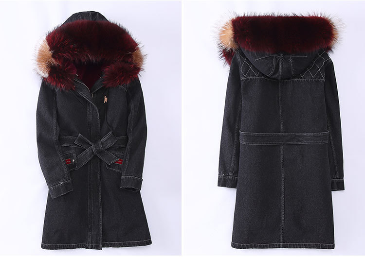 Raccoon Fur Trimming Hooded Parka with Detachable Rex Rabbit Fur Liner 941 Details 3