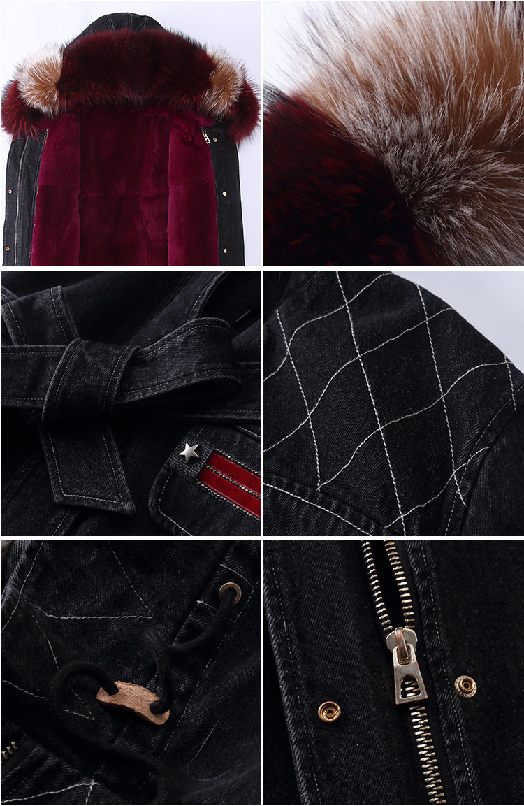 Raccoon Fur Trimming Hooded Parka with Detachable Rex Rabbit Fur Liner 941 Details 4