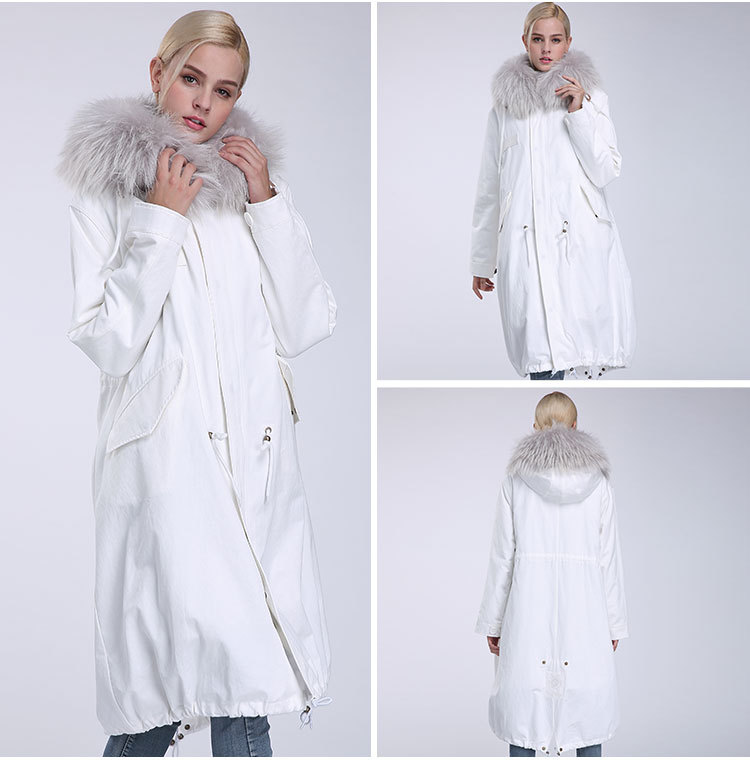 Raccoon Fur Trimming Hooded Parka with Detachable Rex Rabbit Fur Liner 944 Details 7