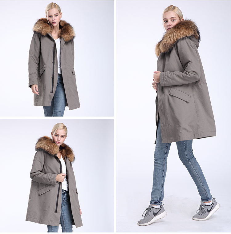 Raccoon Fur Trimming Hooded Parka with Detachable Coyote Fur Liner 949 Details 9