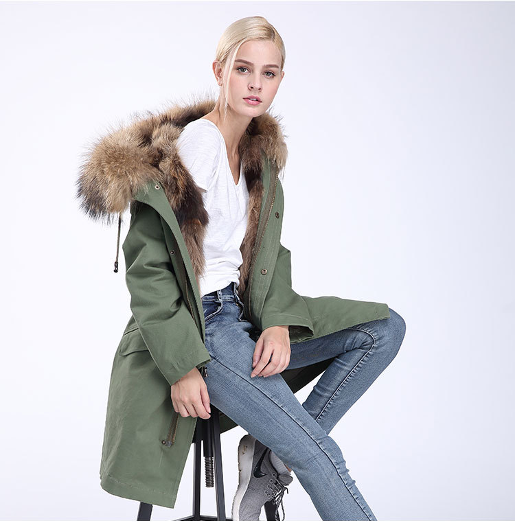 Raccoon Fur Trimming Hooded Parka with Detachable Coyote Fur Liner 949 Details 18