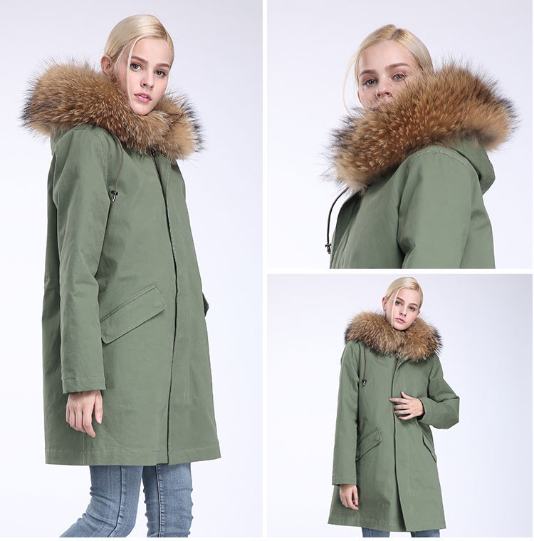 Raccoon Fur Trimming Hooded Parka with Detachable Coyote Fur Liner 949 Details 20