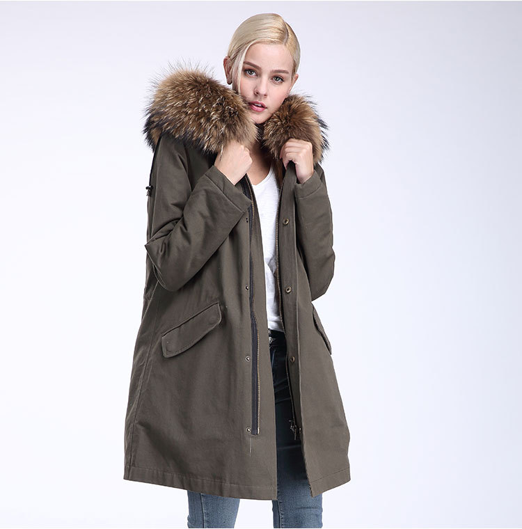 Raccoon Fur Trimming Hooded Parka with Detachable Coyote Fur Liner 949 Details 14
