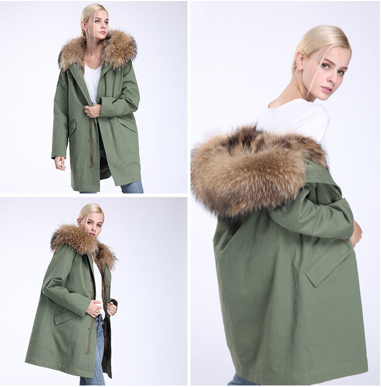 Raccoon Fur Trimming Hooded Parka with Detachable Coyote Fur Liner 949 Details 21