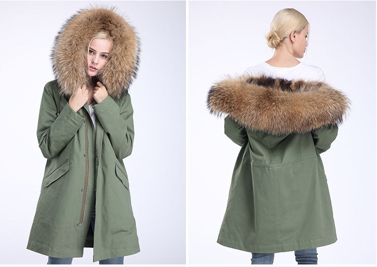 Raccoon Fur Trimming Hooded Parka with Detachable Coyote Fur Liner 949 Details 19