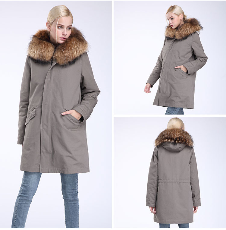Raccoon Fur Trimming Hooded Parka with Detachable Coyote Fur Liner 949 Details 8