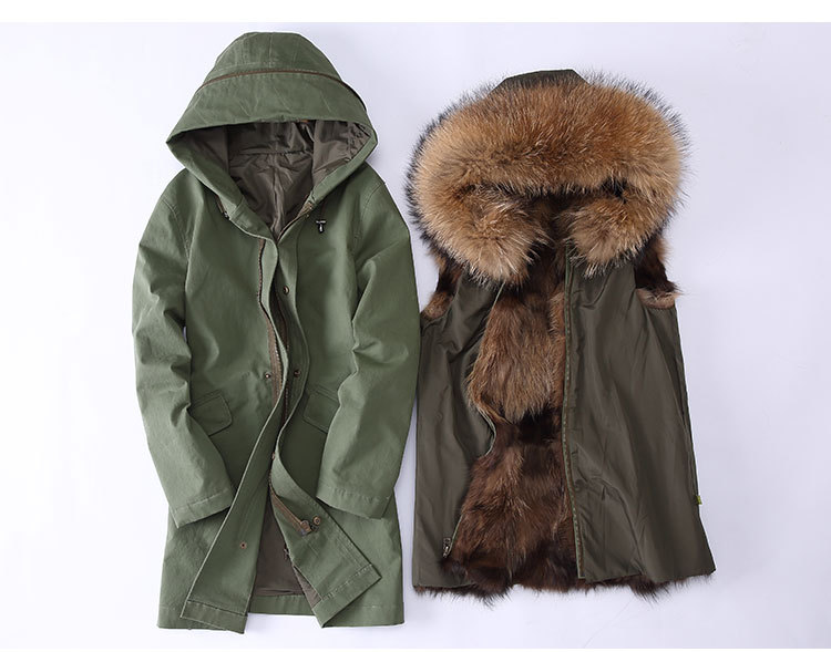 Raccoon Fur Trimming Hooded Parka with Detachable Coyote Fur Liner 949 Details 1