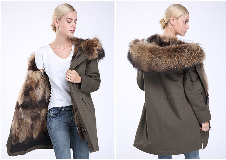 Raccoon Fur Trimming Hooded Parka with Detachable Coyote Fur Liner 949 Details 15